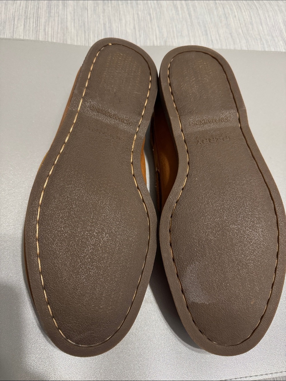 [WORN 1x] Sperry Gold Cup Original Boat Shoes Tan Leather Men’s Size 9.5 - Picture 7 of 8